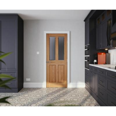 Victorian 4 Panel Oak Glazed Unfinished Internal Door - All Sizes