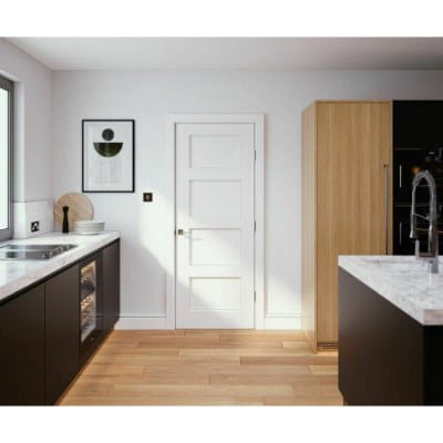 Shaker 4 Panel White Primed Panel Internal Door - All Sizes