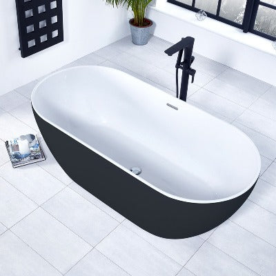 Summit Graphite Black Luxury Freestanding Double Ended Bath - 1680mm x 800mm