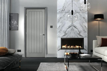 Moulded Textured Vertical Grey Pre-Finished 5 Panel Interior Door - 1981mm x 686mm