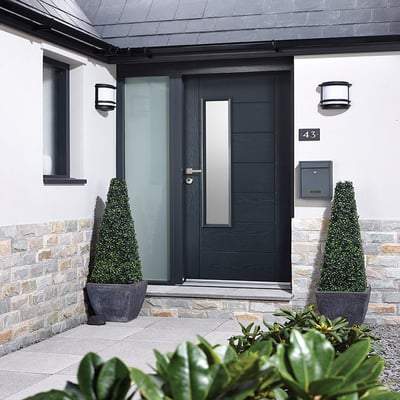 Newbury Grey GRP Pre-Finished 1 Double Glazed Frosted Light Panel External Door - 1981mm x 838mm