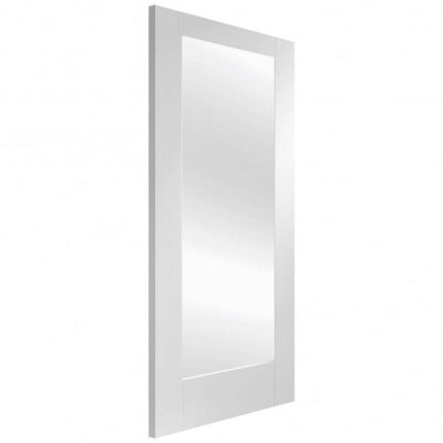 Pattern 10 White Primed Internal Rebated Door Pair with Clear Glass - All Sizes