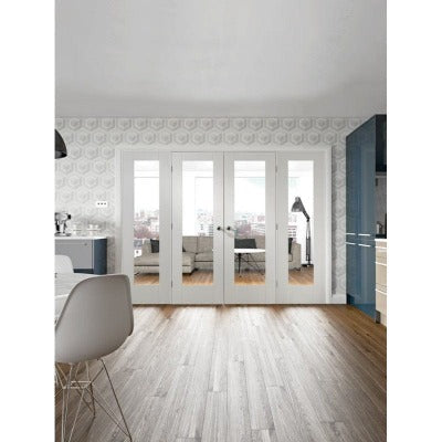 Pattern 10 White Primed Internal Rebated Door Pair with Clear Glass - All Sizes