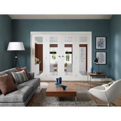 Pattern 10 White Primed Internal Rebated Door Pair with Clear Glass - All Sizes