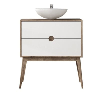 Kompass 2 Drawer Vanity Unit Oak/White - 800 x 480 x 450mm