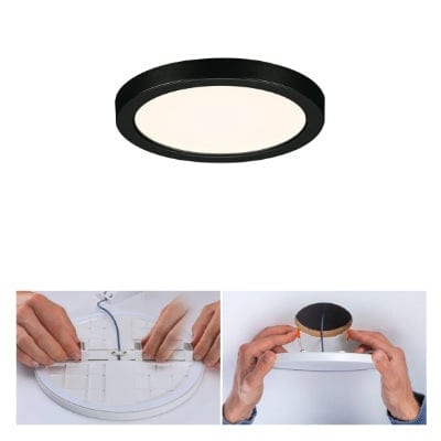 Areo VariFit Round LED Recessed Panel 175mm Warm White - Black