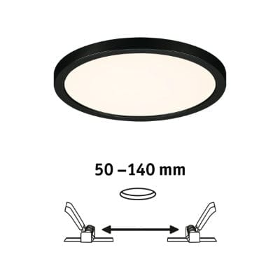 Areo VariFit Round LED Recessed Panel 175mm Warm White - Black