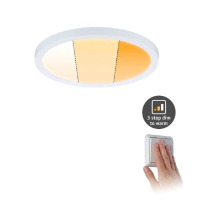 Areo VariFit Round LED Recessed Panel 175mm 3 Step Dim To Warm - White