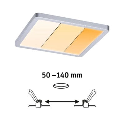 Areo VariFit Square LED Recessed Panel 175x175mm 3 Step Dim To Warm - Chrome