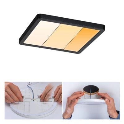 Areo VariFit Square LED Recessed Panel 175x175mm 3 Step Dim To Warm - Black