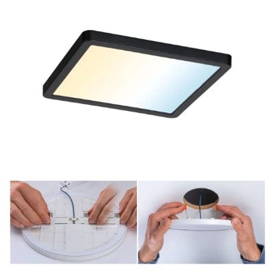 Areo VariFit Square LED Recessed Panel Smart Home Zigbee 175x175mm Tunable White - Black