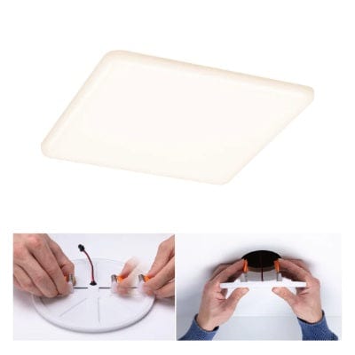 VariFit Veluna Square LED Recessed Panel IP44 215x215mm White Switch Transparent
