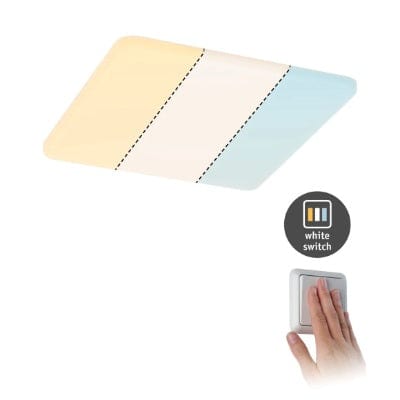 VariFit Veluna Square LED Recessed Panel IP44 215x215mm White Switch Transparent