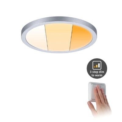 Areo VariFit Round LED Recessed Panel 230mm 3 Step Dim To Warm - Chrome
