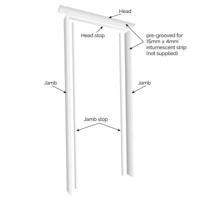 JB Kind Trenched White Primed Fire Door Lining Set - All Sizes