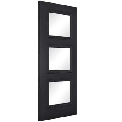 Antwerp Black Primed 3 Glazed Clear Light Panels Interior Door - 1981mm x 762mm