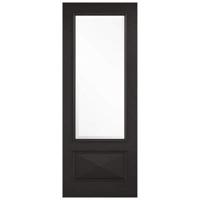 Knightsbridge Black Primed 1 Glazed Clear Light Panel Interior Door - 1981mm x 762mm