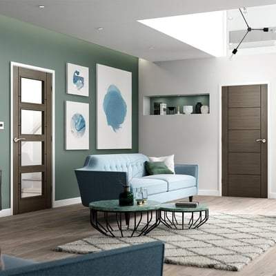Vancouver Chocolate Grey Pre-Finished 5 Panel Interior Fire Door FD30 - 1981mm x 762mm