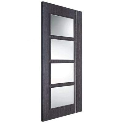 Zanzibar Ash Grey Pre-Finished 4 Glazed Clear Light Panels Interior Door - 1981mm x 762mm