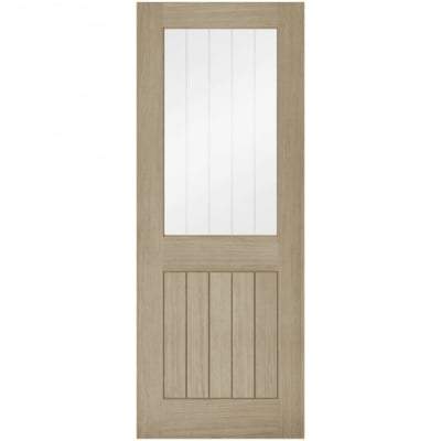 Belize Light Grey Pre-Finished 1 Glazed Clear With Frosted Lines Light Panel Interior Door - 2040mm x 826mm