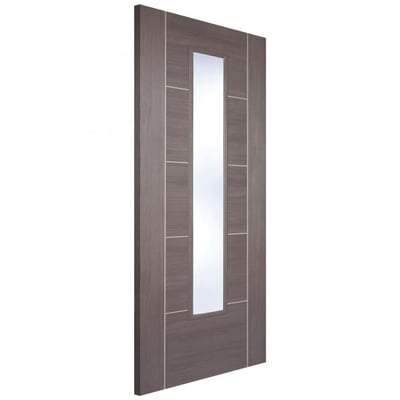 Vancouver Medium Grey Laminated 1 Glazed Clear Light Panel Interior Door - 1981mm x 762mm