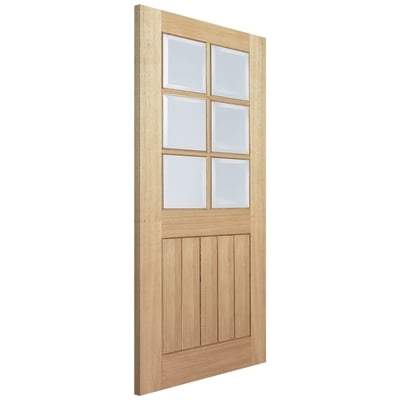 Oak Mexicano 6 Light Clear Bevelled Panel Un-Finished Internal Door - All Sizes
