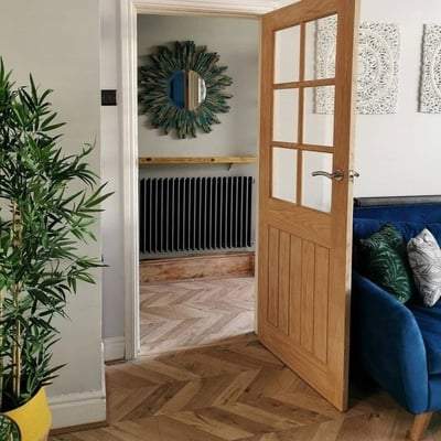 Oak Mexicano 6 Light Clear Bevelled Panel Un-Finished Internal Door - All Sizes