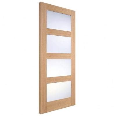 Oak Shaker 4 Clear Glass Light Panel Pre-Finished Internal Door - 1981mm x 838mm