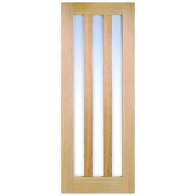 Oak Utah 3 Clear Light Panel Un-Finished Internal Door - 1981mm x 610mm