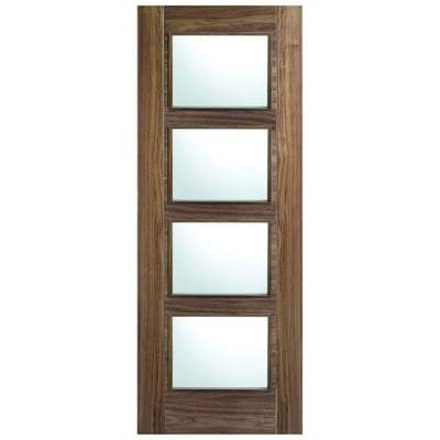 Vancouver Walnut Pre-Finished 4 Glazed Clear Light Panels Interior Door - 1981mm x 762mm