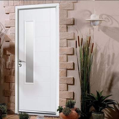 Newbury White GRP Pre-Finished 1 Double Glazed Frosted Light Panel External Door - All Sizes