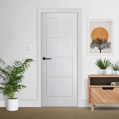 Ladder Moulded White Primed 4 Panel Interior Door - 1981mm x 610mm