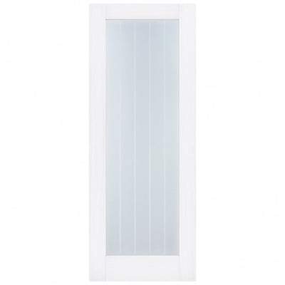 Moulded Textured Vertical White Primed 1 Glazed Clear With Frosted Lines Light Panel - All Sizes
