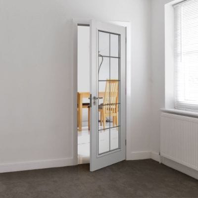 Decima Moulded White Primed Glazed Internal Door - All Sizes