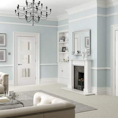 Amsterdam White Primed 3 Glazed Clear Bevelled Light Panels - 1981mm x 838mm
