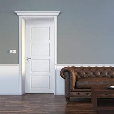 Contemporary White 4 Panel Interior Door - 1981mm x 762mm