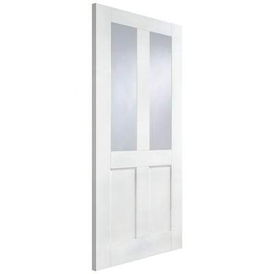 London White Primed 2 Glazed Clear Light Panels Interior Door - 1981mm x 762mm