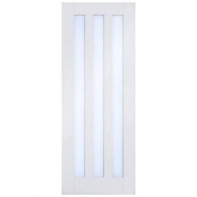 Utah White Primed 3 Glazed Clear Light Panels Interior Door - All Sizes