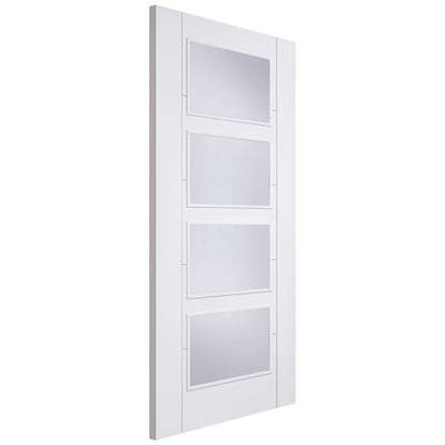 Vancouver White Primed 4 Glazed Clear Light Panels Interior Door - All Sizes
