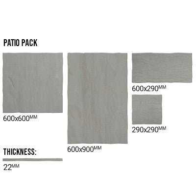 Indian Sandstone Patio Pack Kandla Grey (60 Slabs - 18.97m2 per Pack) - All Colours