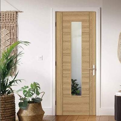 Vancouver Oak Laminated 1 Glazed Clear Light Panel Interior Door - 1981mm x 686mm