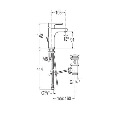 L20 Chrome Basin Mixer Tap with Pop-Up Waste