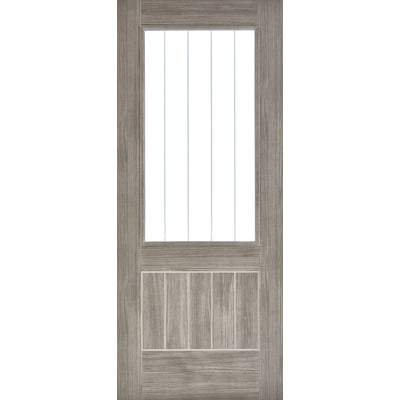 Mexicano Light Grey Laminated 1 Glazed Clear With Frosted Lines Light Panel Interior Door - 1981mm x 686mm