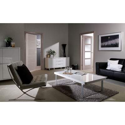 Vancouver Light Grey Pre-Finished 4 Glazed Clear Light Panels Interior Door - All Sizes