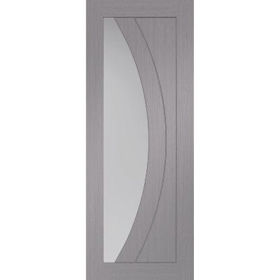 Salerno Pre-Finished Light Grey Internal Door with Clear Glass - 2040 x 726 x 35mm