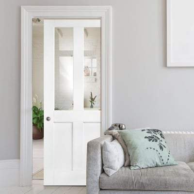 London White Primed 2 Glazed Clear Light Panels Interior Door - 1981mm x 762mm