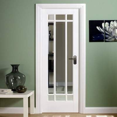 Manhattan White Primed 9 Panel Clear Bevelled Light Panels Interior Door - 1981mm x 686mm