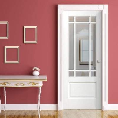 Downham White Primed 9 Glazed Clear Bevelled Light Panels Pair Interior Doors - 1981mm x 1067mm