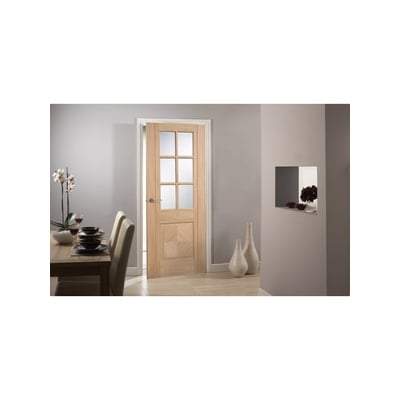 Barcelona 6 Light Clear Bevelled Glass Pre-Finished Oak Internal Door - 1981mm x 838mm