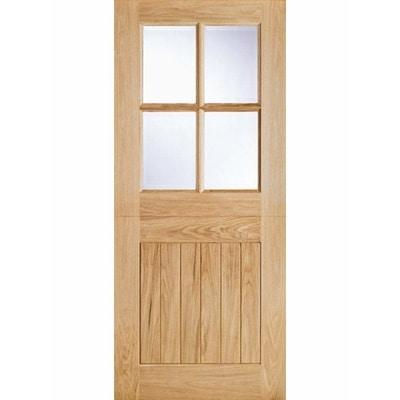 Cottage Stable Oak Unfinished 4 Double Glazed Clear Light Panels External Door - 1981mm x 762mm